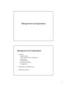 Management and Organization Management and Organization
