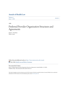Preferred Provider Organization Structures and