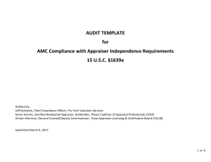AUDIT TEMPLATE for AMC Compliance with Appraiser