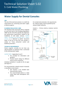 5.02 Cold Water Plumbing - Water Supply For Dental Consoles