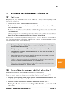 12 Brain injury, mental disorders and substance use
