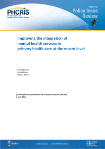 Improving the integration of mental health services in primary health