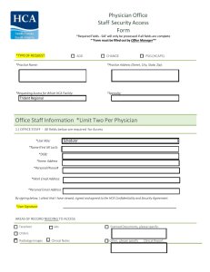 Physician Office Staff Security Access Form Office Staff Information