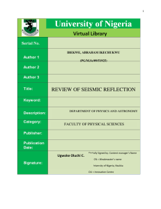 review of seismic reflection - University Of Nigeria Nsukka