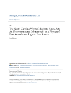 The North Carolina Woman`s Right to Know Act