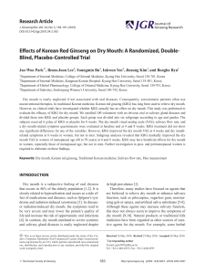 Effects of Korean Red Ginseng on Dry Mouth: A Randomized