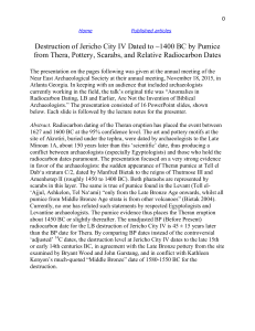 Destruction of Jericho City IV Dated to ~1400 BC by Pumice from