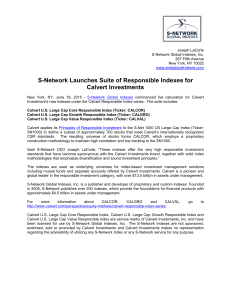 S-Network Launches Suite of Responsible Indexes for Calvert