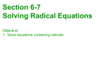 6-7 Solving Radical Equations and Inequalities - modified for online