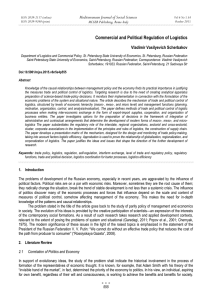 Commercial and Political Regulation of Logistics Mediterranean Journal of Social Sciences