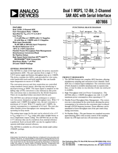 Dual 1 MSPS, 12-Bit, 2-Channel SAR ADC with Serial Interface AD7866