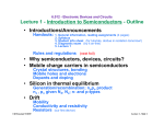 Lecture 1 - Introduction to Semiconductors - Outline Introductions/Announcements Handouts: