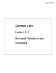 Common Core Lesson 1-1 Rational Numbers and Decimals