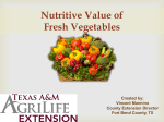 Nutritive Value of Fresh Vegetables