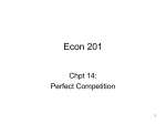 Econ 201 Chpt 14: Perfect Competition 1