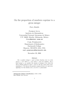 On the proportion of numbers coprime to a given integer