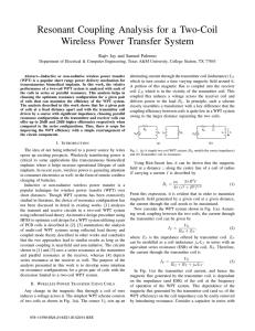 Resonant Coupling Analysis for a Two-Coil Wireless