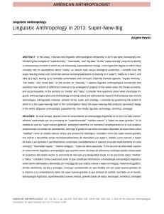 Linguistic Anthropology in 2013: Super-New-Big AMERICAN ANTHROPOLOGIST Angela Reyes Linguistic Anthropology