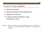 Lecture 8: Laser amplifiers