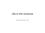 Life in the Universe Astronomy 115