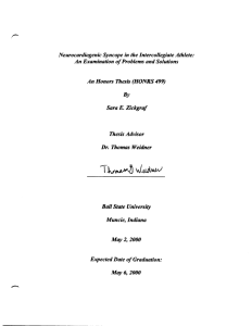 Neurocardiogenic Syncope in the Intercollegiate Athlete: