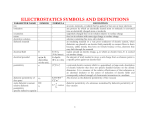 ELECTROSTATICS SYMBOLS AND DEFINITIONS