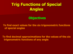 Trig Functions of Special Angles