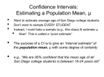 Confidence Intervals: Estimating a Population Mean, μ