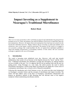 Impact Investing as a Supplement to Nicaragua’s Traditional Microfinance Robert Book