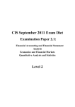CIS September 2011 Exam Diet Examination Paper 2.1: