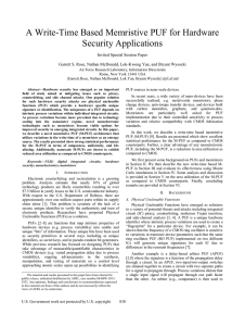 A write-time based memristive PUF for hardware security applications