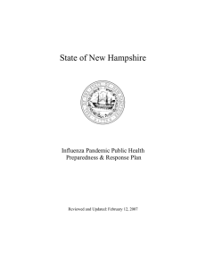State of New Hampshire Influenza Pandemic Public Health Preparedness &amp; Response Plan