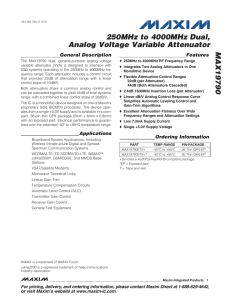 250MHz to 4000MHz Dual, Analog Voltage Variable Attenuator