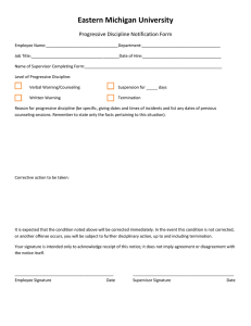Eastern Michigan University Progressive Discipline Notification Form