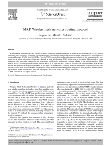 MRP: Wireless mesh networks routing protocol Jangeun Jun, Mihail L. Sichitiu