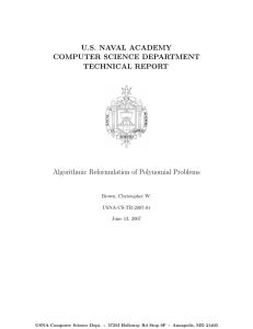 U.S. NAVAL ACADEMY COMPUTER SCIENCE DEPARTMENT TECHNICAL REPORT Algorithmic Reformulation of Polynomial Problems