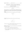Section 7A – Systems of Linear Equations Geometry of Solutions