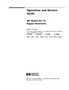 HP 8648A/B/C/D Signal Generator Operation and Service Guide