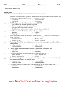 Climate Short Study Guide