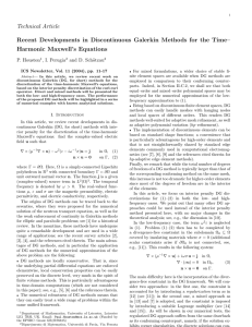Technical Article Recent Developments in Discontinuous Galerkin Methods for the Time–