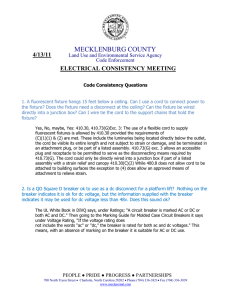 MECKLENBURG COUNTY 4/13/11 ELECTRICAL CONSISTENCY MEETING
