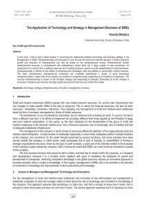 The Application of Technology and Strategy in Management Business of... Academic Journal of Interdisciplinary Studies MCSER Publishing, Rome-Italy Husnija Bibuljica