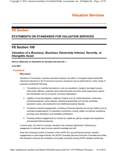 Statement on Standards for Valuation Services