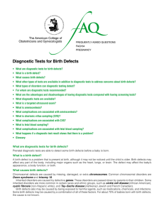 FAQ164 -- Diagnostic Tests for Birth Defects
