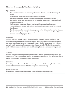 Chapter 4, Lesson 2: The Periodic Table