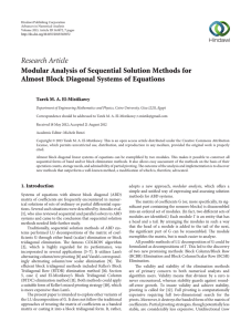 Research Article Modular Analysis of Sequential Solution Methods for