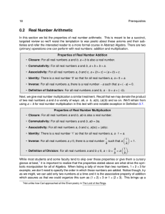 0.2 Real Number Arithmetic
