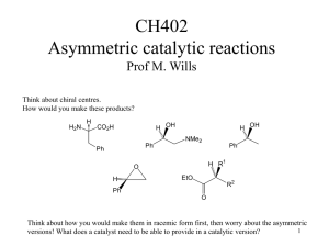 CH402 Asymmetric catalytic reactions Prof M. Wills