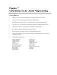 Chapter 7 An Introduction to Linear Programming  Learning Objectives