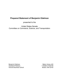 Prepared Statement of Benjamin Edelman  presented to the United States Senate